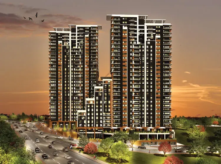 Babacan Crown Deluxe projesinin kuleleri ve cadde cephesi